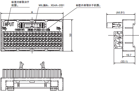 XW2R (PLC连接型) 外形尺寸 3 