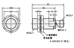 E2EM 外形尺寸 18 E2EM-X8C□-M1_Dim